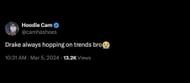 Netizen reacts to the potential Drizzy x 4Batz collaboration coming soon (Image via X/@nfr_podcast)